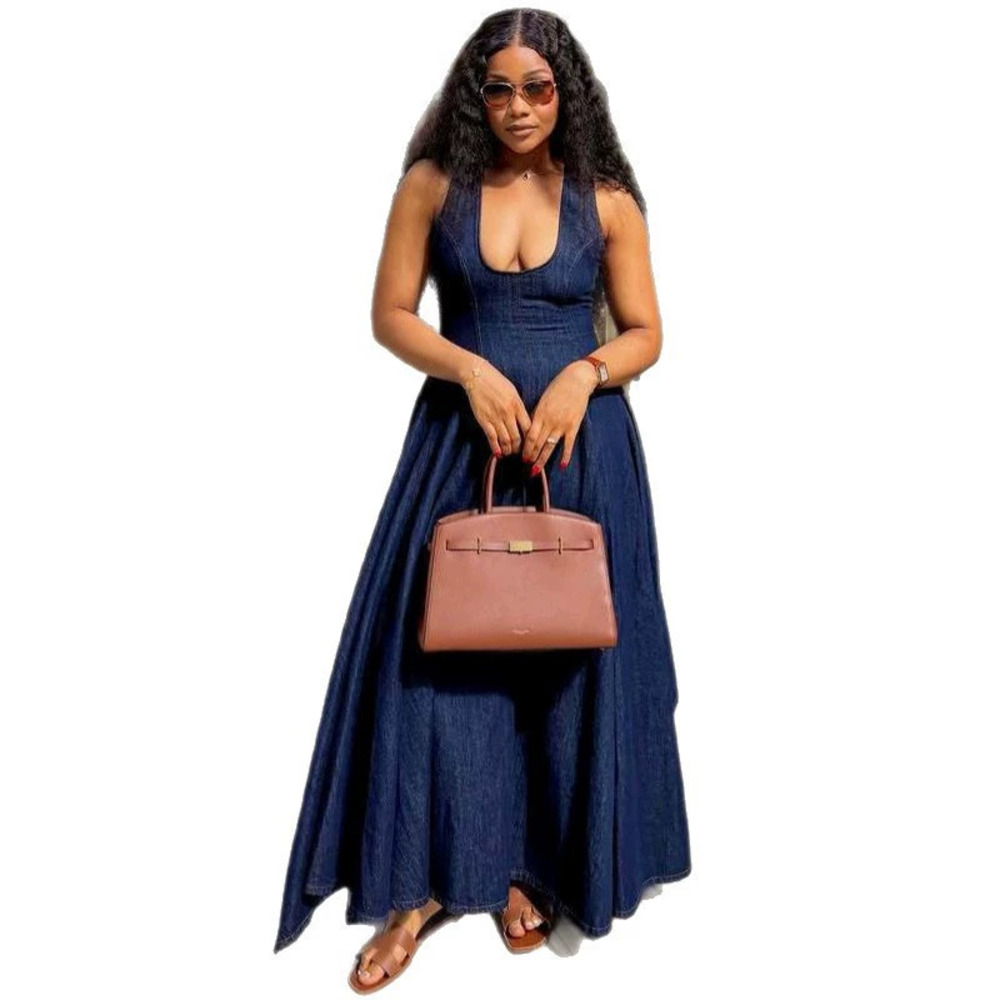 African Style High Waist Asymmetric Tank Long Dress